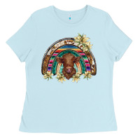Baby Blue scottish calf rainbow Ladies Tee - BarkalooDesign