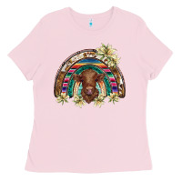 Bubblegum Pink scottish calf rainbow Ladies Tee - BarkalooDesign