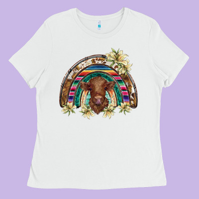 Scottish Calf Rainbow Ladies Tee Designed By Barkaloodesign