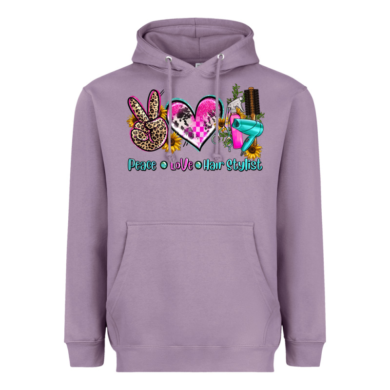 Peace Love Hair Stylist Heavyweight Hoodie by AdoDesignShop | Teevron