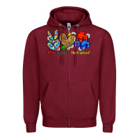 Burgundy peace love understand Zipper Hoodie - Zillion Design Studio