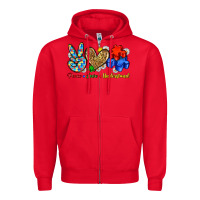 Red peace love understand Zipper Hoodie - Zillion Design Studio