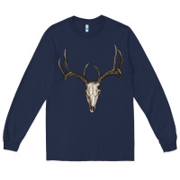 Navy Deer Skull Long Sleeve Tee - RanaPortraitStore