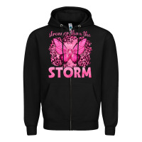 Black Stronger Than The Storm Breast Cancer Zipper Hoodie - texasbilliewilder