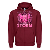 Burgundy Stronger Than The Storm Breast Cancer Zipper Hoodie - texasbilliewilder