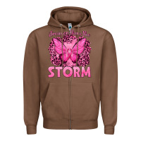 Chestnut Stronger Than The Storm Breast Cancer Zipper Hoodie - texasbilliewilder
