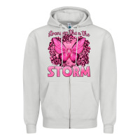 Dove Grey Stronger Than The Storm Breast Cancer Zipper Hoodie - texasbilliewilder