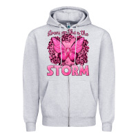 Heather Grey Stronger Than The Storm Breast Cancer Zipper Hoodie - texasbilliewilder