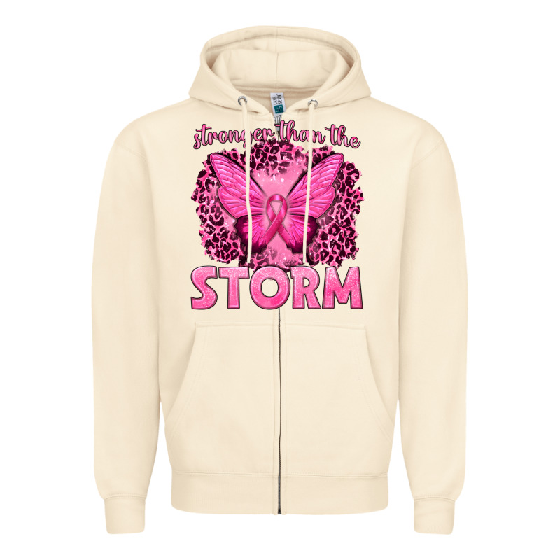 Stronger Than The Storm Breast Cancer Zipper Hoodie by texasbilliewilder | Teevron