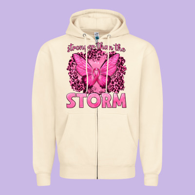 Stronger Than The Storm Breast Cancer Zipper Hoodie Designed By Texasbilliewilder