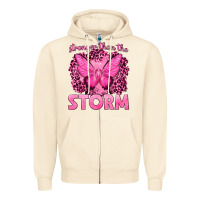 Sandshell Stronger Than The Storm Breast Cancer Zipper Hoodie - texasbilliewilder