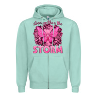 Seafoam Stronger Than The Storm Breast Cancer Zipper Hoodie - texasbilliewilder