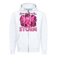 White Stronger Than The Storm Breast Cancer Zipper Hoodie - texasbilliewilder