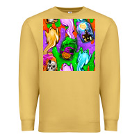 Antique Gold halloween jar with ghost seamless pattern Premium Sweatshirt - BundleAndBundleShop