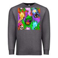 Charcoal Heather halloween jar with ghost seamless pattern Premium Sweatshirt - BundleAndBundleShop
