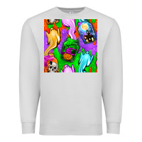Dove Grey halloween jar with ghost seamless pattern Premium Sweatshirt - BundleAndBundleShop