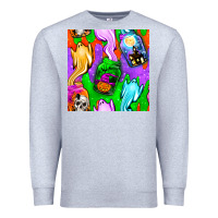 Heather Grey halloween jar with ghost seamless pattern Premium Sweatshirt - BundleAndBundleShop