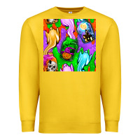 Lemon halloween jar with ghost seamless pattern Premium Sweatshirt - BundleAndBundleShop