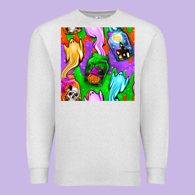 Halloween Jar With Ghost Seamless Pattern Premium Sweatshirt Designed By Bundleandbundleshop