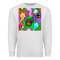 Oatmeal Heather halloween jar with ghost seamless pattern Premium Sweatshirt - BundleAndBundleShop