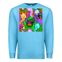 Ocean Blue halloween jar with ghost seamless pattern Premium Sweatshirt - BundleAndBundleShop