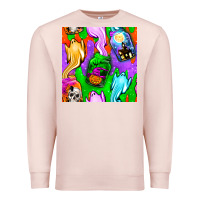 Pale Pink halloween jar with ghost seamless pattern Premium Sweatshirt - BundleAndBundleShop