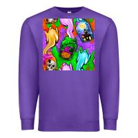 Purple halloween jar with ghost seamless pattern Premium Sweatshirt - BundleAndBundleShop