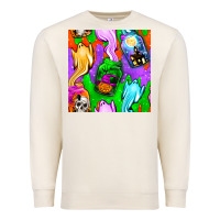Sandshell halloween jar with ghost seamless pattern Premium Sweatshirt - BundleAndBundleShop