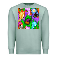 Seafoam halloween jar with ghost seamless pattern Premium Sweatshirt - BundleAndBundleShop