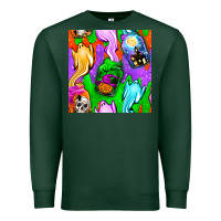 Sports Green halloween jar with ghost seamless pattern Premium Sweatshirt - BundleAndBundleShop