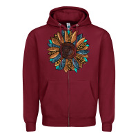 Burgundy fall tooled lather leopard Zipper Hoodie - RanaPortraitStore
