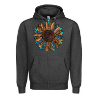 Charcoal Heather fall tooled lather leopard Zipper Hoodie - RanaPortraitStore