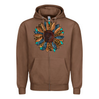 Chestnut fall tooled lather leopard Zipper Hoodie - RanaPortraitStore