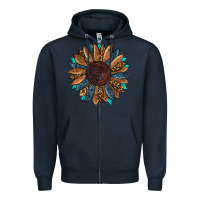 Navy fall tooled lather leopard Zipper Hoodie - RanaPortraitStore