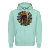 Seafoam fall tooled lather leopard Zipper Hoodie - RanaPortraitStore