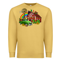 Antique Gold barn st patricks with truck and shamrocks Premium Sweatshirt - AdoDesignShop