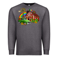 Charcoal Heather barn st patricks with truck and shamrocks Premium Sweatshirt - AdoDesignShop