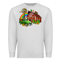 Dove Grey barn st patricks with truck and shamrocks Premium Sweatshirt - AdoDesignShop