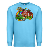 Ocean Blue barn st patricks with truck and shamrocks Premium Sweatshirt - AdoDesignShop