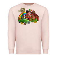 Pale Pink barn st patricks with truck and shamrocks Premium Sweatshirt - AdoDesignShop