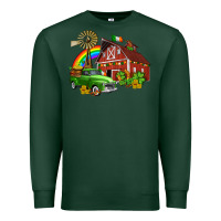 Sports Green barn st patricks with truck and shamrocks Premium Sweatshirt - AdoDesignShop