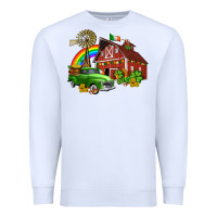 White barn st patricks with truck and shamrocks Premium Sweatshirt - AdoDesignShop