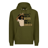 Army Green hustle like a boss live like a queen Premium Hoodie - MaliasSmallBusiness