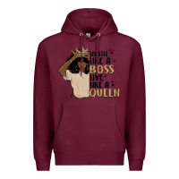 Burgundy hustle like a boss live like a queen Premium Hoodie - MaliasSmallBusiness