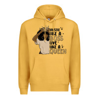 Mustard hustle like a boss live like a queen Premium Hoodie - MaliasSmallBusiness