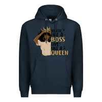 Navy hustle like a boss live like a queen Premium Hoodie - MaliasSmallBusiness