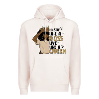 Pale Pink hustle like a boss live like a queen Premium Hoodie - MaliasSmallBusiness