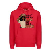 Red hustle like a boss live like a queen Premium Hoodie - MaliasSmallBusiness