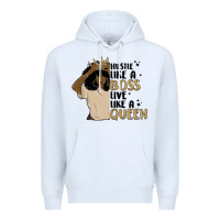 White hustle like a boss live like a queen Premium Hoodie - MaliasSmallBusiness