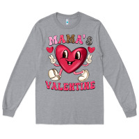 Heather Grey mamas valentine with cute heart Long Sleeve Tee - texasbilliewilder